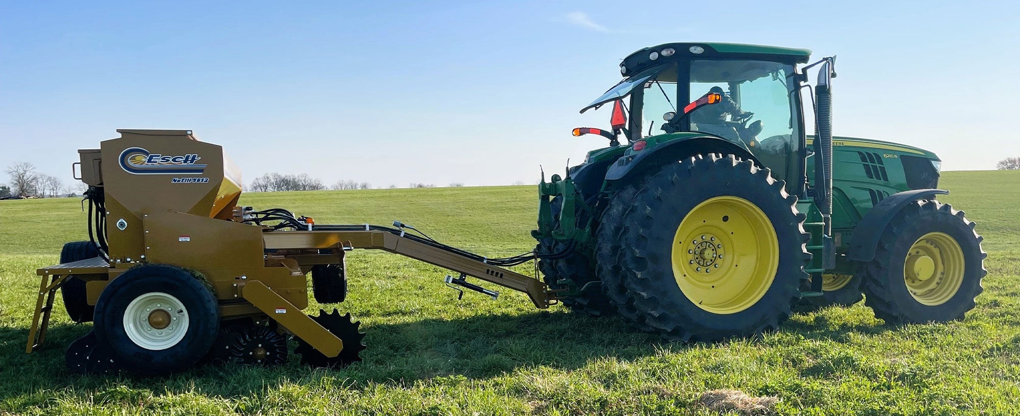 John Deere Tractor with Esch No-Till Grain Drill
